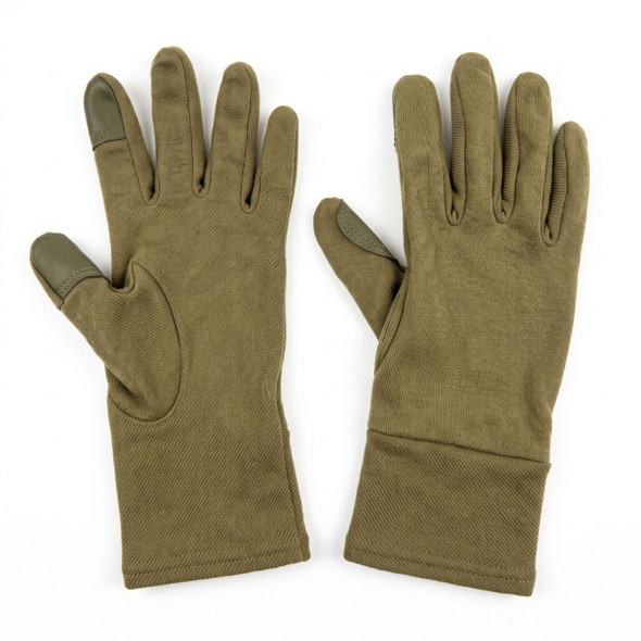 Issue Wool Glove Liner, Leather Finger Tip - Used Coyote brown color 