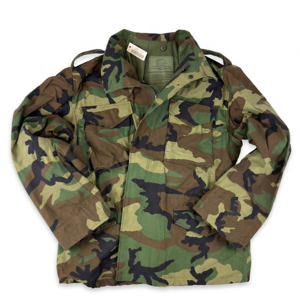 Military Issue M65 Woodland Field Jacket, New flat on a table 
