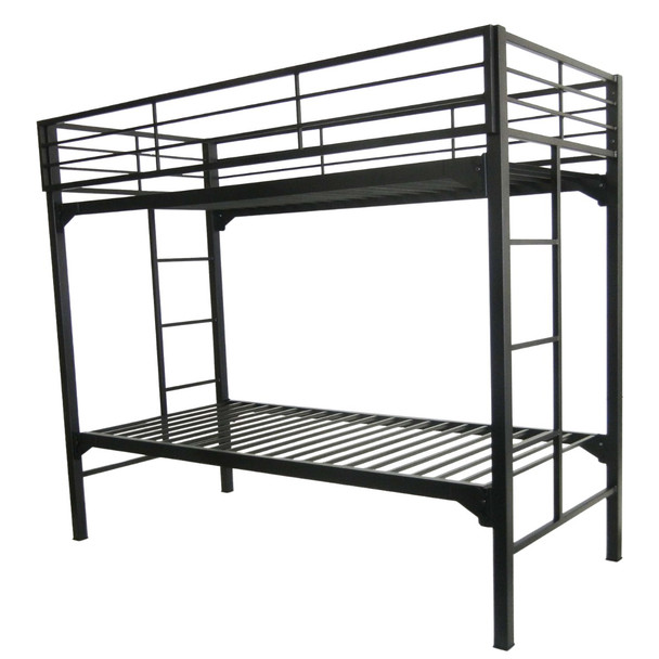 Solid Metal bunk Bed with ladders and rails, black color