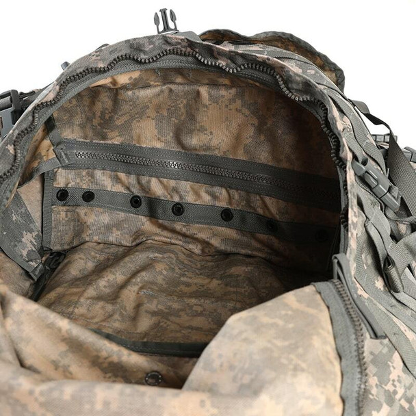 Inside the main compartment of the US Army Issue MOLLE II Rucksack