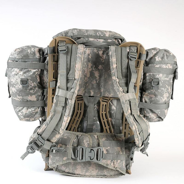 Back shoulder straps on the MOLLE II with sustainment pouches on the side
