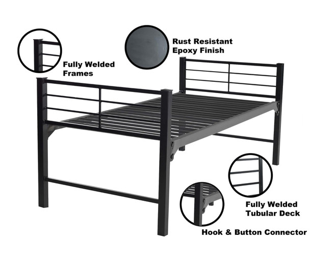Square metal bed frame, black