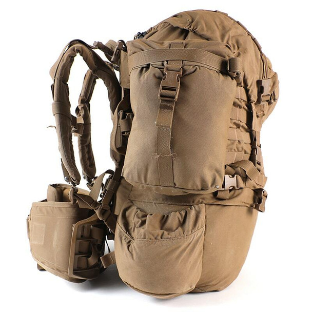 USMC Issue FILBE Rucksack side view with shoulder and waist belt