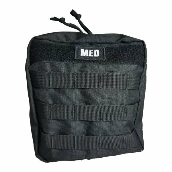 Tactical rip-away MOLLE pouch with a quick-release Velcro panel, top carry handle, and heavy-duty webbing in Black