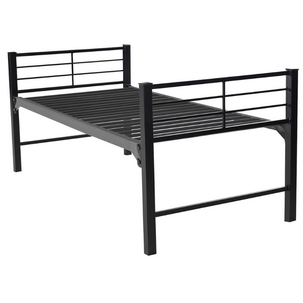 An industrial matte black Twin XL metal bed frame