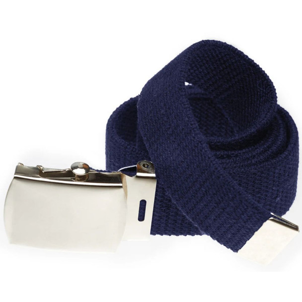 Premium Web Belt in the color navy with the sliver buckle