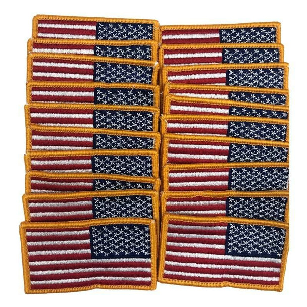 Military Issue Reverse US Flag Patch sew on back, Pack of 20