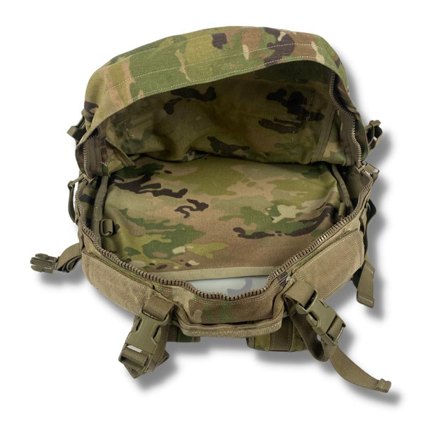 Inside the main pocket of the Military Issue MultiCam Assault 3-Day MOLLE Backpack, Used