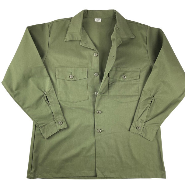 U.S. Issue Vintage Cotton/Poly Fatigue Utility Shirt, Long Sleeve with the sleeves folded 