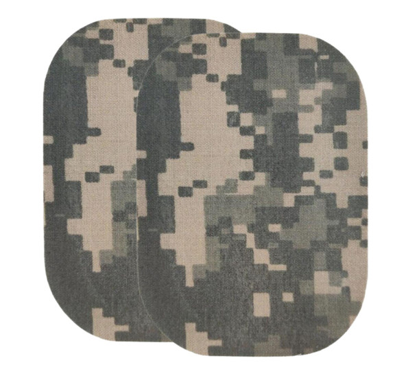 Self-adhesive ACU digital camouflage repair patch for fixing rips in military uniforms and tactical gear.