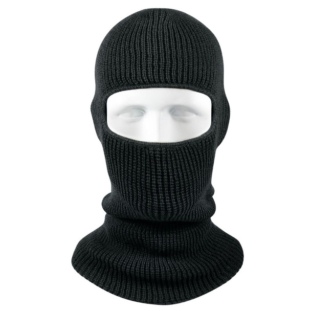 U.S. made single-hole tactical balaclava in a charcoal finish, covering the head and neck with a reinforced eye opening