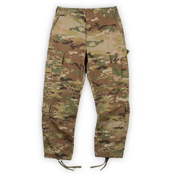 U.S. Army Issue FR Combat Uniform Pant in the pattern OCP laying flat 