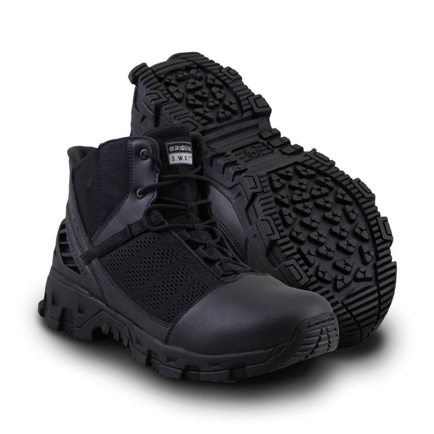 Original SWAT Alpha Freedom 6" Hands Free Boot in black. One pair showing the bottom sole thread Original SWAT Alpha Freedom 6" Hands Free Boot in black. One pair showing the bottom sole thread