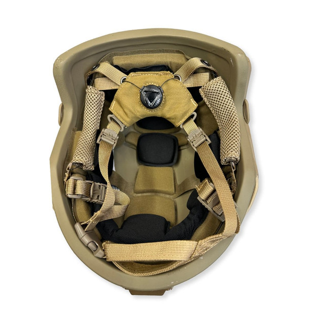 Inside the helmet showing the adjustable padding and suspension system for a customized fit.