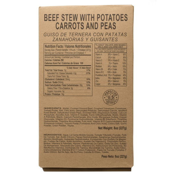 Beef stew with potatoes, carrots and peas MRE