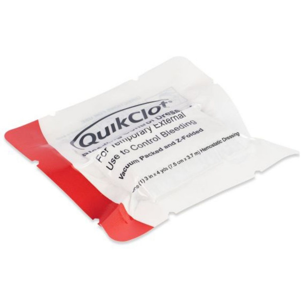 QuikClot Bleeding Control Z-fold Dressing - 3 in. x 4 yd laying flat 