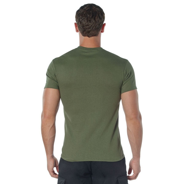Backside of the Rothco Marines Olive Drab Military Physical Training T-Shirt