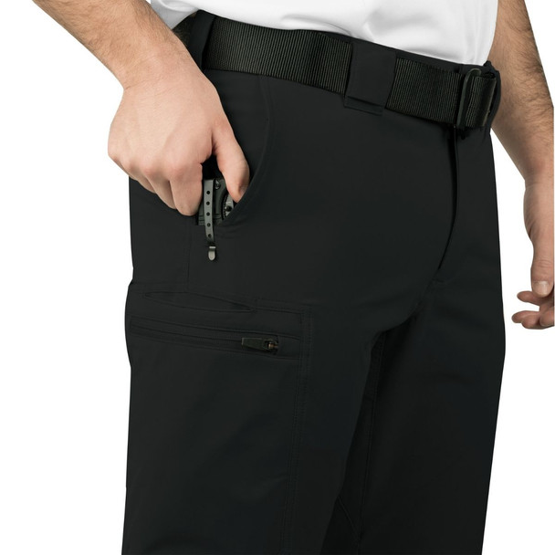 Close up of the side pocket with a pocket knife attached 