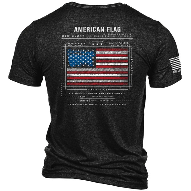 Back side of the American Flag Schematic T-Shirt  showing the american flag 