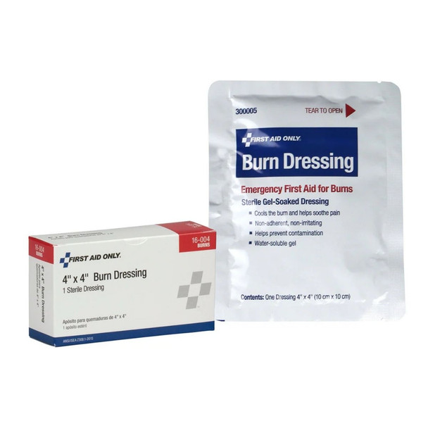 Burn Gel Dressing 4" x 4" with the box to the left 