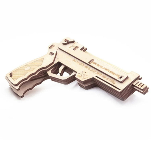 Caliber Rubber Band Hand Gun Puzzle lying flat on the side