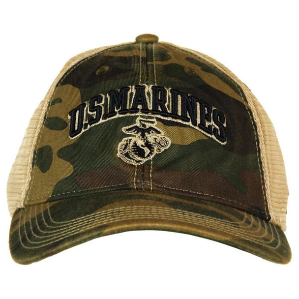 Close up of the U.S Marines embroider on the hat