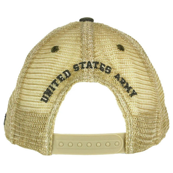 Back side showing the snap closure  and United States Army on the back