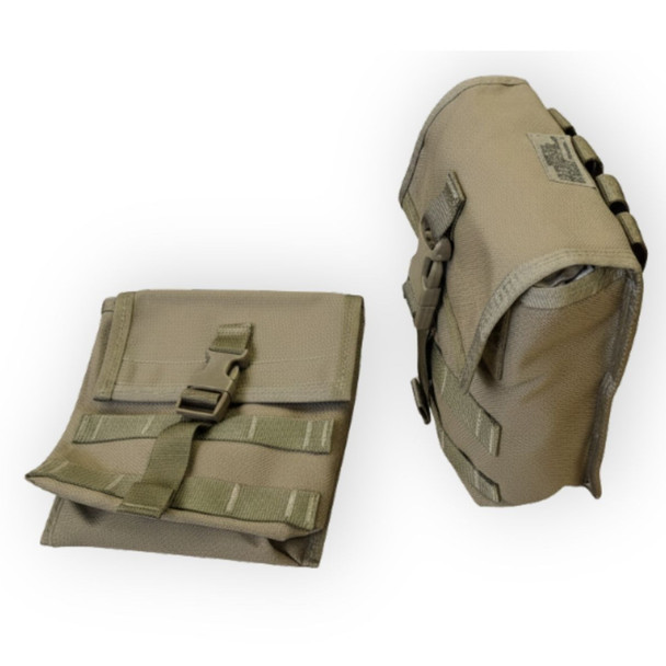 flat view and side showing from MOLLE attachment points, Marines Issue Saw Utility Mag 200 RD Ammo Pouch