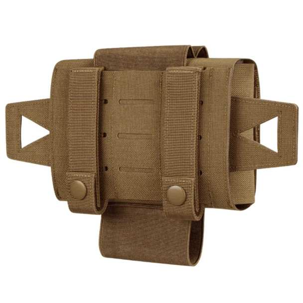 Back side of the Micro TK Pouch Gen II showing the snap button straps