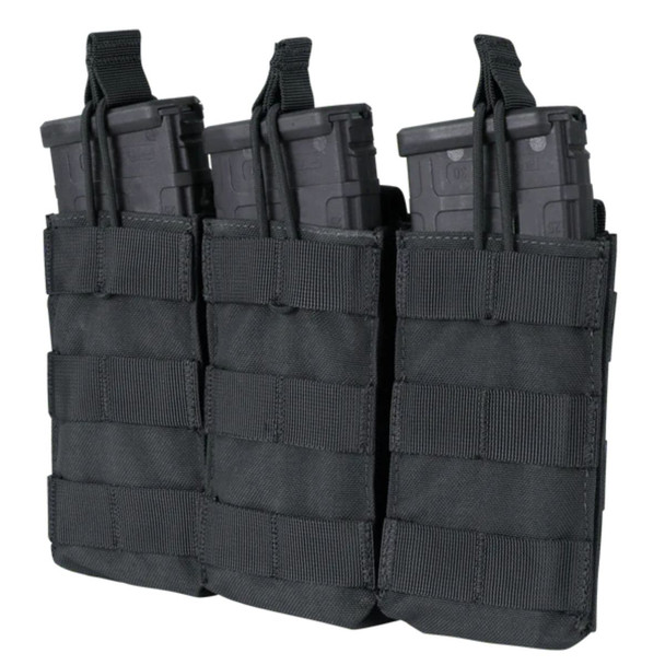 Front side of the Triple M4/M16 Open-Top Mag Pouch in the color black