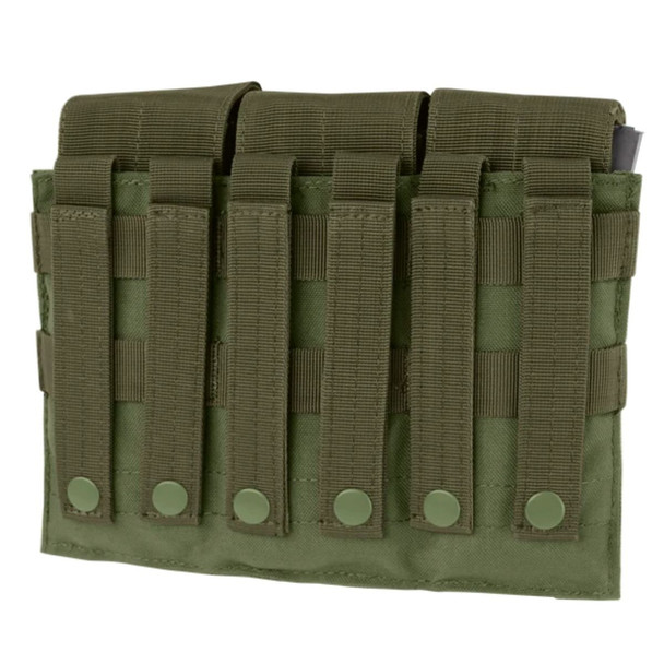 Back side of the Triple M4 Mag Pouch showing the MOLLE webbing and buckle snaps 