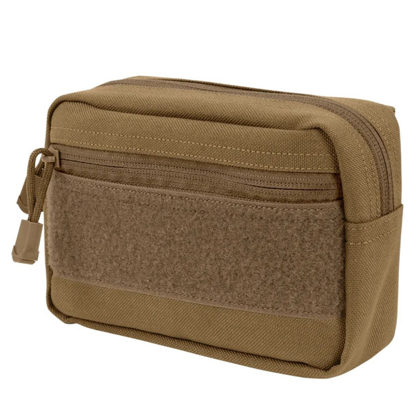 Front side of the Compact Utility Pouch in the color coyote
