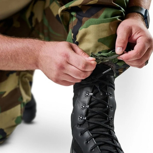 blousing boots with the woodland military bdu pant