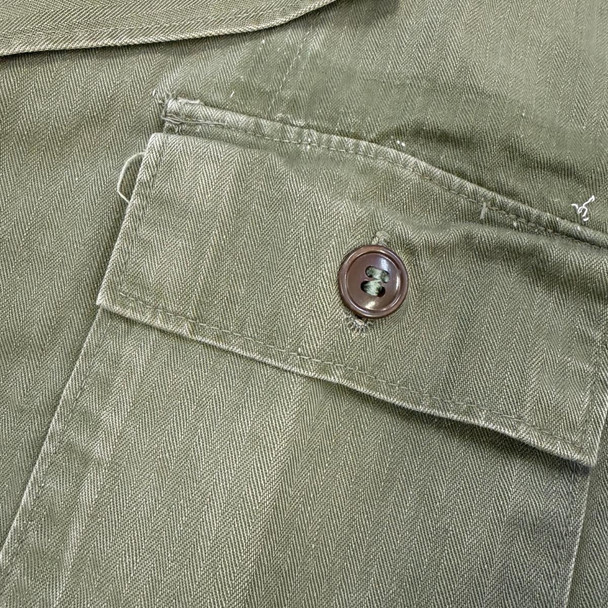 pocket Vintage Cotton Sateen Military Fatigue Utility Shirt, Small 1947