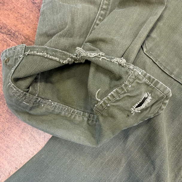 sleeve Vintage Cotton Sateen Military Fatigue Utility Shirt, Small 1947