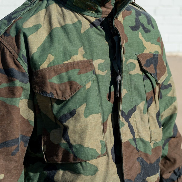 Close up of the woodland pattern  nylon cotton material