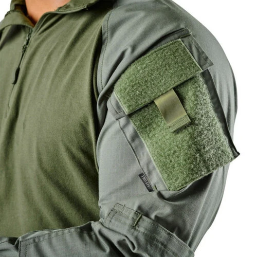 sleeve pocket on the olive color combat shirt
