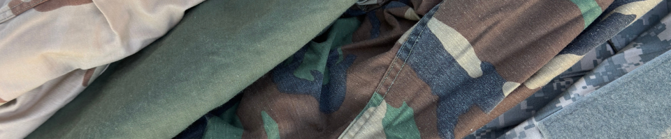 different camo colors of shirts and fabric