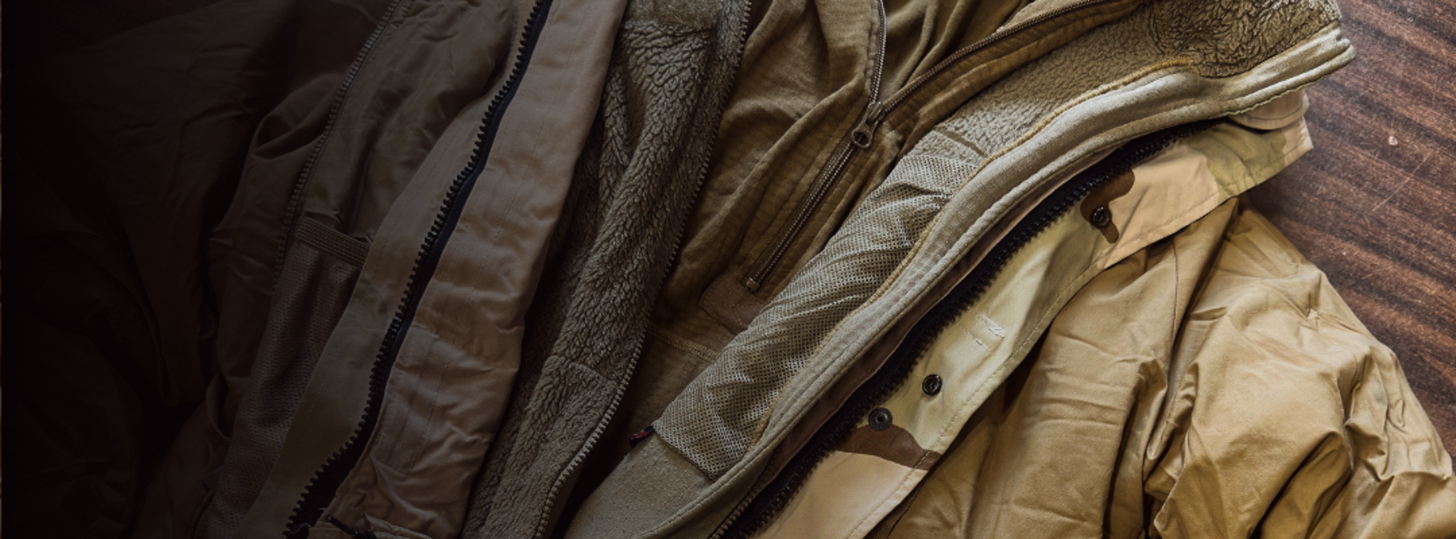 layered clothing on a table, fall layers