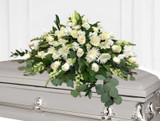 white flowers casket spray