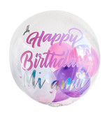 pink and purple personalized text bubble balloon