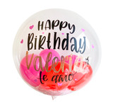 Red and pink customized message bubble balloon.