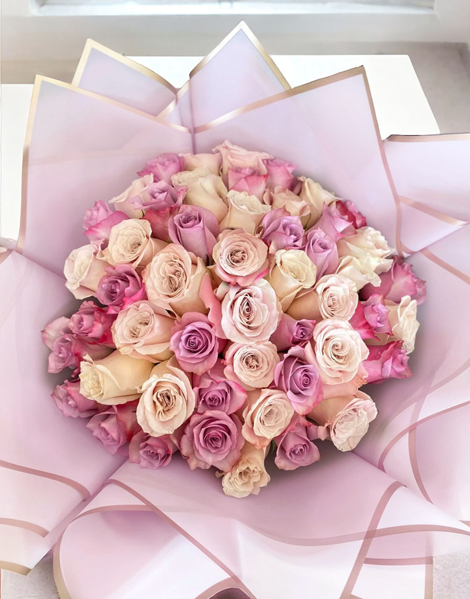 50 Pastel Roses Ramo Buchon (Colors Vary)