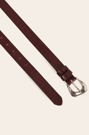 Bordo kožni kaiš sa printom 6646110-6