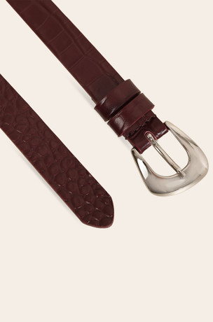 Bordo kožni kaiš sa printom 6646110-6