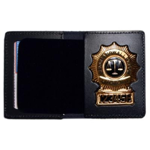 Duty Leather Book Style ID & Badge Case - Black Plain PF-99