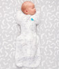 Cream Stars Love To Dream swaddle, arms up design, white trim, tight in the middle with wider hips for healthier swaddling
