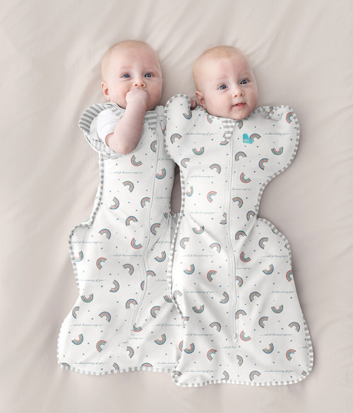 Support your baby’s rolling and sleep development with the Love To Dream™ Swaddle Up™ Transitional Bag Original – Rainbow.