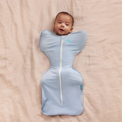 Baby sleep solution – Love To Dream™ Swaddle UP LITE Light Blue NB, soft arms-up swaddle for infants.