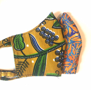  Fitted Mask: olive and tangerine